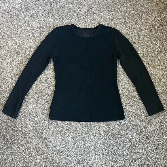 Cuddl Duds Fleecewear with Stretch Long Sleeve Black Shirt, Size Medium - Picture 2 of 5